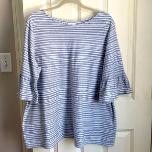 JJill top, light blue stripe, XL
